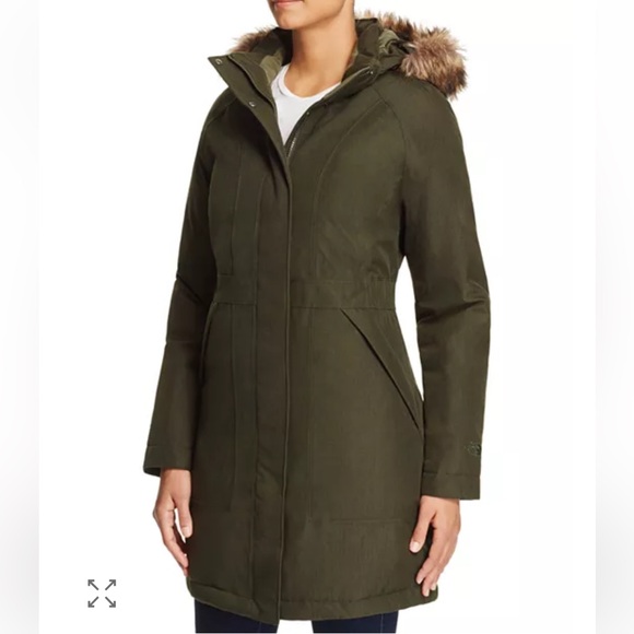 The North Face Arctic Parka Coat with Faux Fur Hood army green S - Picture 2 of 16
